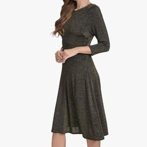 Halston Heritage Black Sparkly Long Sleeve Dress